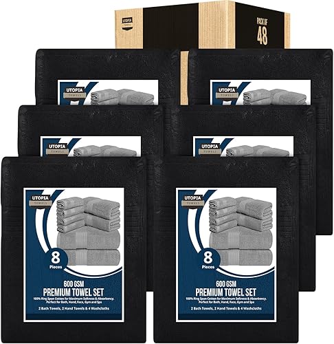 Vista 93 de Utopia Towels Juego de toallas prémium de 8 piezas, 2 baños, 2 manos y 4 toallas pequeñas, 100% algodón hilado en anillo, toallas altamente Azul