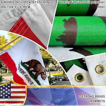 VOLTA Double Sided California State Flag 3x5 Feet, Outdoor Heavy Duty 3-Ply Durable Polyester California State Flag with Canvas Header/Brass Grommets for Indoor Outdoor Decorations