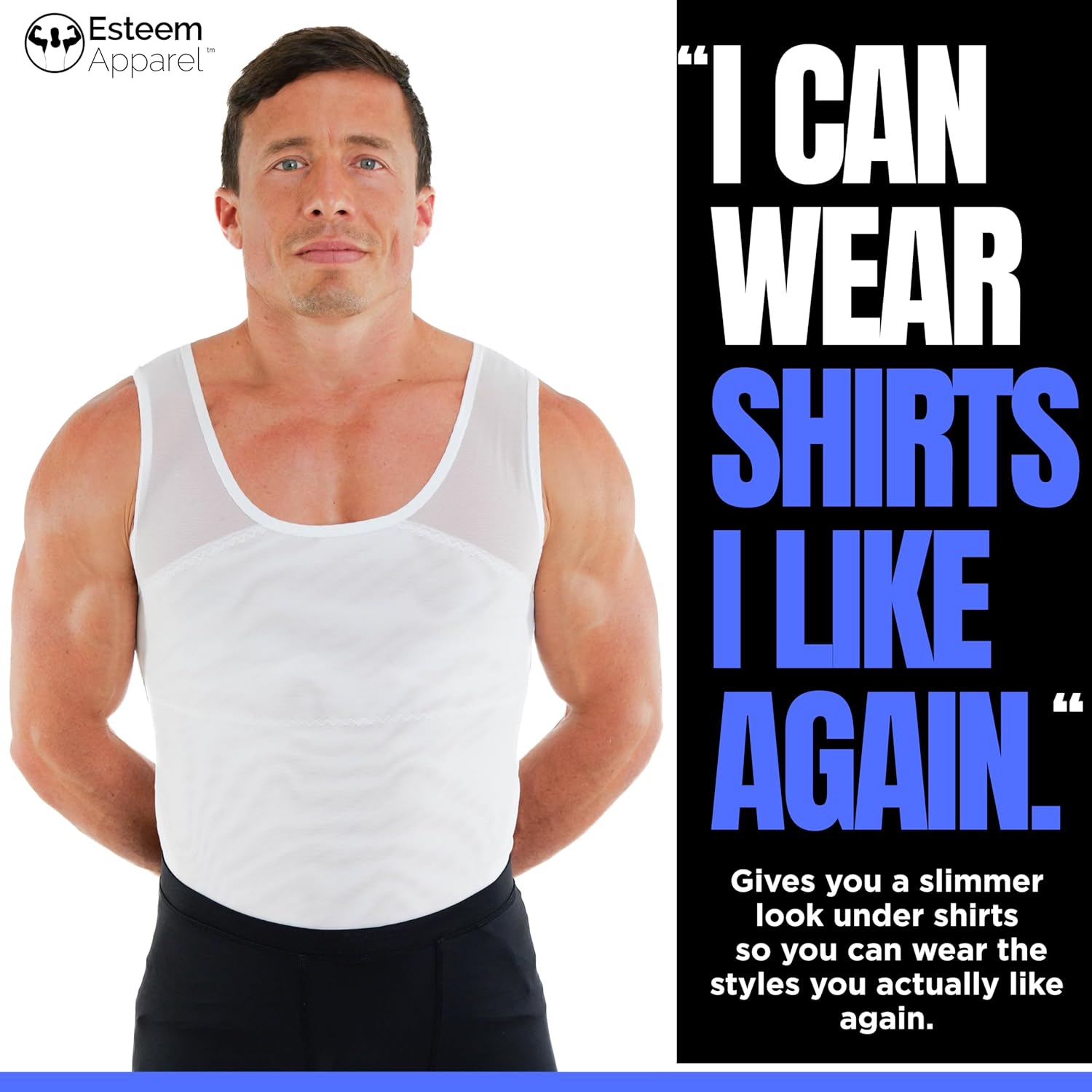 Esteem Apparel Original Men's Chest Compression Shirt to Hide Gynecomastia Moobs Shapewear - Image 3