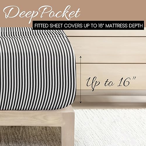 Miniatura 5 de Linen Market Juego de sábanas de 4 piezas California King (cinta gris). Duerme mejor que nunca con estas sábanas ultrasuaves y refrescantes para tu