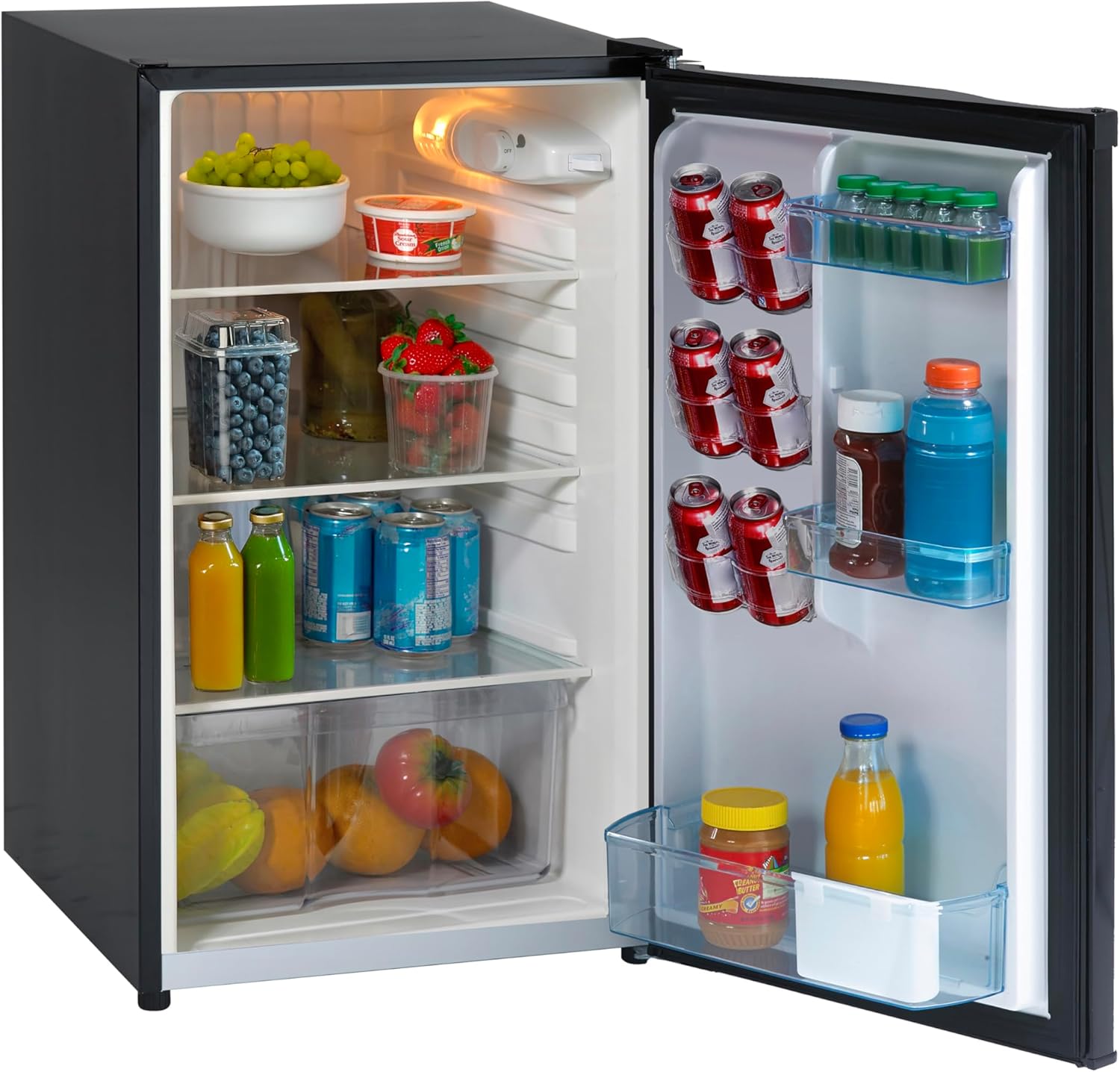 Avanti AR44 4.4 cu. ft. Compact Refrigerator, in Stainless Steel, Black