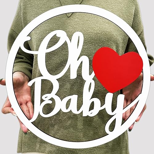 Oh Baby Wood Sign Baby Shower Decorations for Girl Cutout Wooden Baby Announcement White Sign Baby Shower Photobooth Props for Gender Reveal Party Supplies