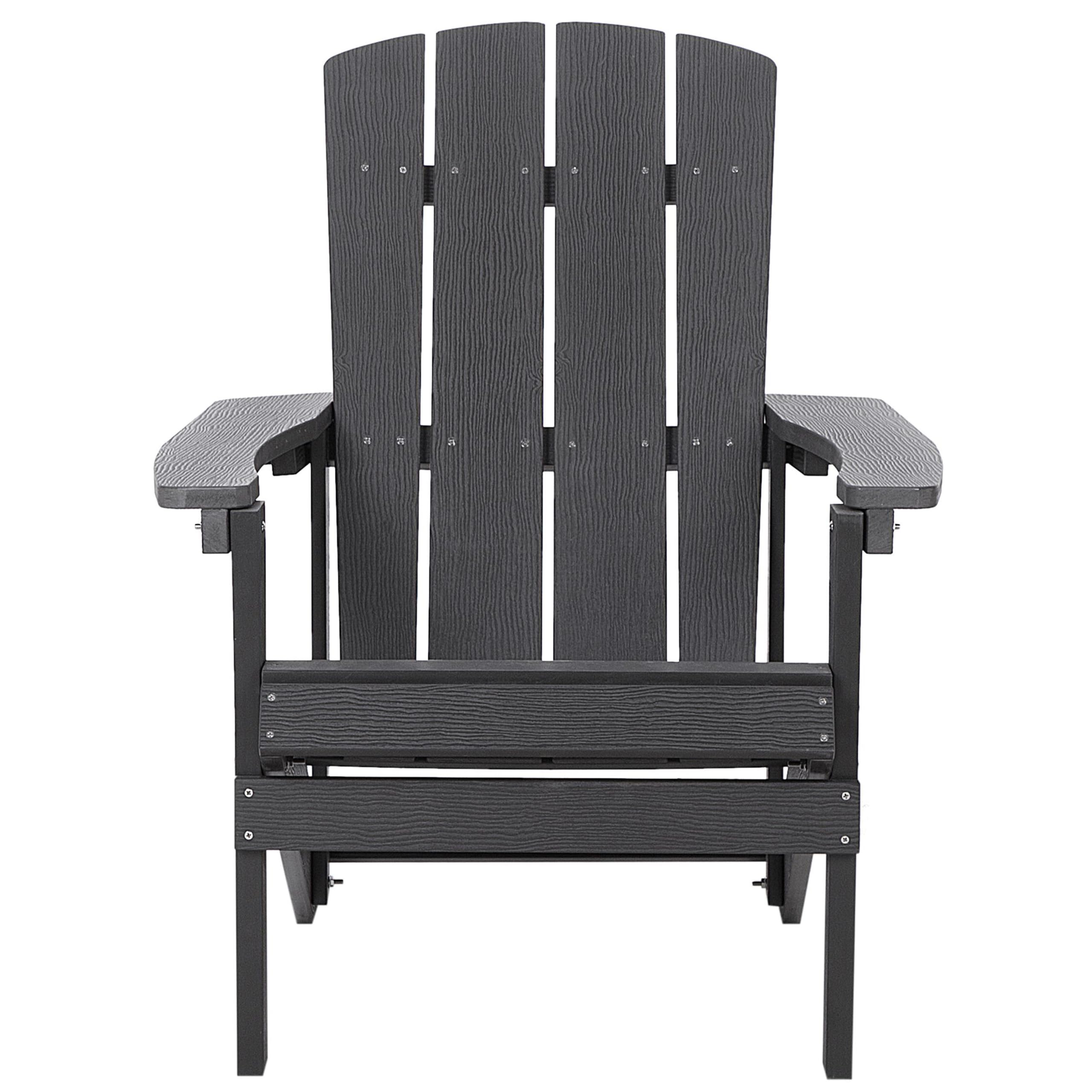 Beliani Silla de jardín Gris Oscuro de Madera sintética con reposapiés Resistente a la Intemperie Estilo Moderno Adirondack