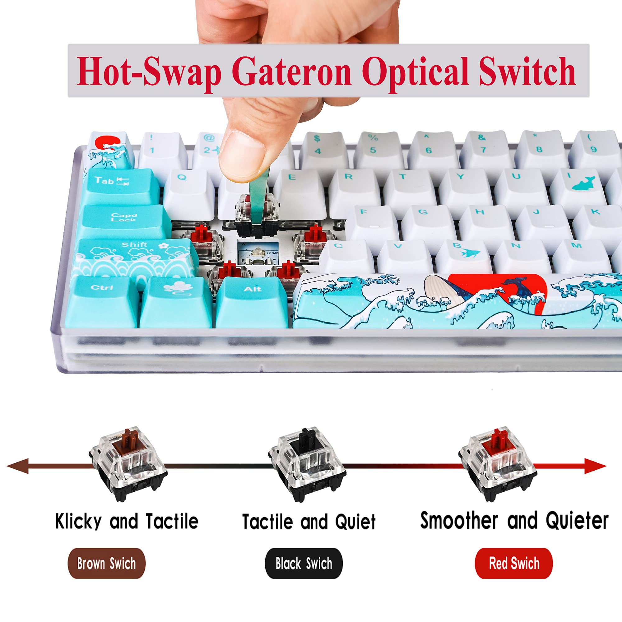 GTSP GK61 Hot Swappable Mechanical Gaming Keyboard 60 Percent, SK61 60