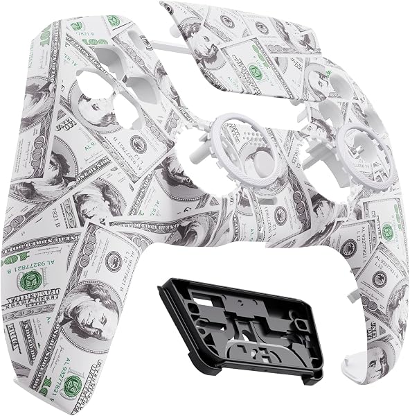 eXtremeRate Luna Redesigned Front Shell Touchpad Compatible with ps5 Controller BDM-010 020 030 040 050, The $100 Cash Money Replacement Custom Touch Pad Cover Compatible with ps5 Controller - 5