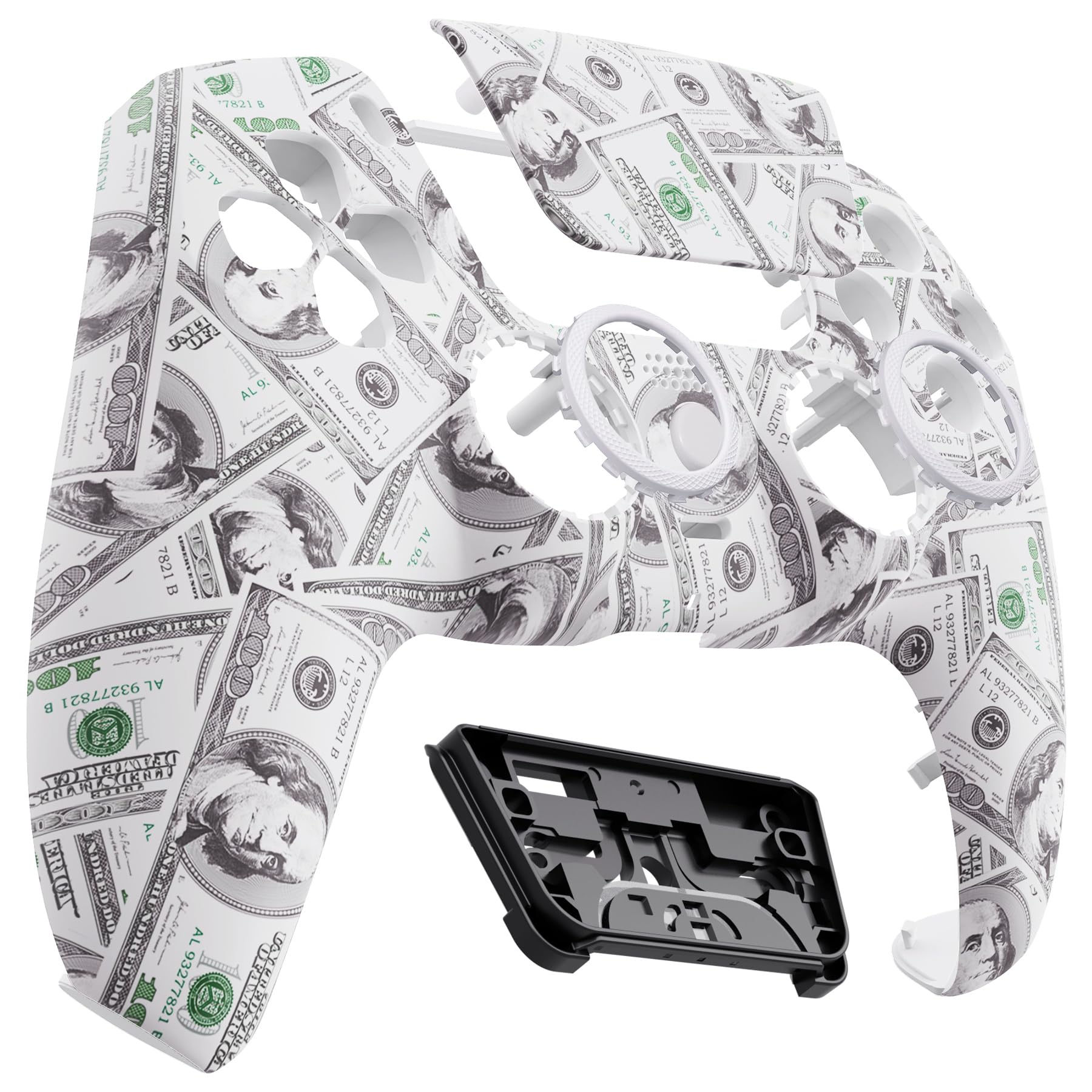 eXtremeRate Luna Redesigned Front Shell Touchpad Compatible with ps5 Controller BDM-010 020 030 040 050, The $100 Cash Money Replacement Custom Touch Pad Cover Compatible with ps5 Controller - 5