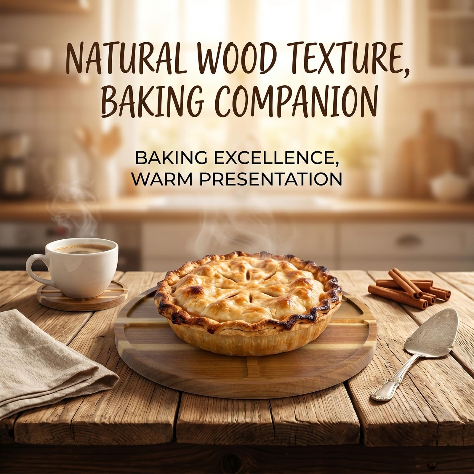 Bandeja para tartas de madera, bandeja para tartas con tapa, soporte multifuncional para tartas, 30 cm, redondo con pie, soporte para tartas para cumpleaños, bodas, fiestas, regalo (madera