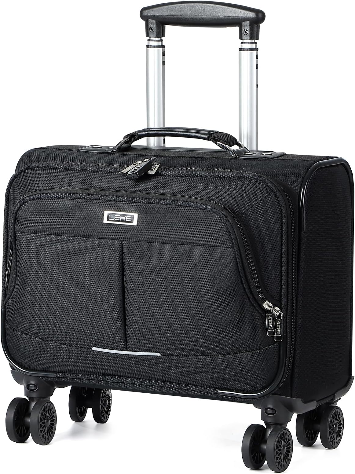 LekeboborRolling Laptop Bag Rolling Laptop Briefcase on Wheels, Black, Medium, Black