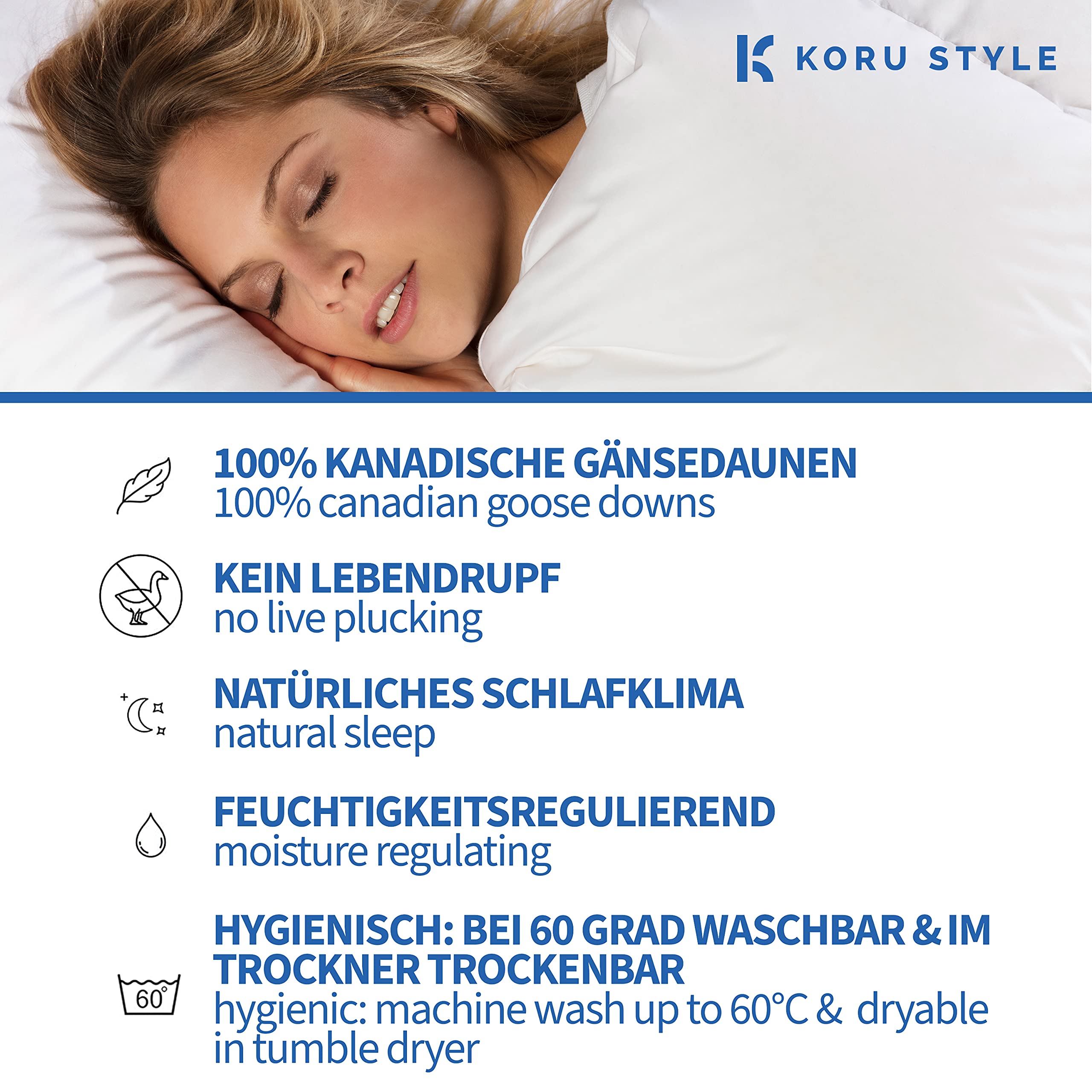 Royal Daunen Bettdecke 135x200 cm – 90% Gänsedaunen / 10% Federn – leichte Sommerdecke 135x200 cm – Luxus Daunendecke – Made in Germany – Wärmeklasse 1 (leicht)