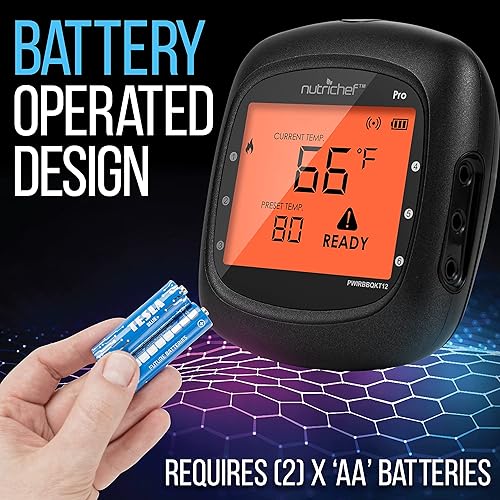 Miniatura 9 de NutriChef Smart Bluetooth BBQ Thermometer with Travel Zip Case, Upgraded Stainless w/ 2 Temperature Probes, LCD Display, Done Alarm Android iPhone