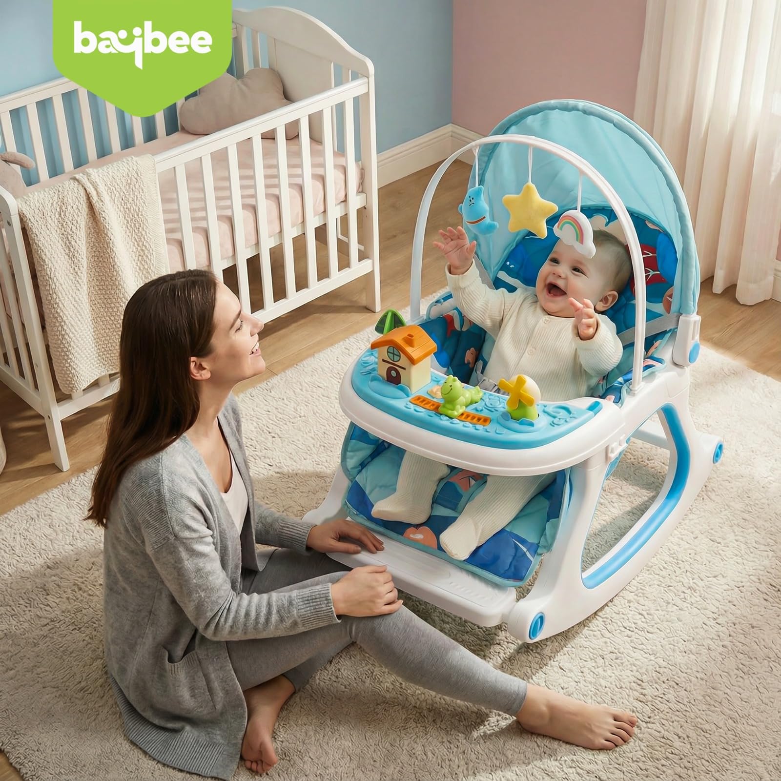 Baybee Baby Rocking Horse for Kids, Swing Chair for Kids, Plastic Swing Horse Ride-on Toy - Baby Rocking Chair for Indoors Outdoors for 1 to 3 Years Boy Girl (Blue)