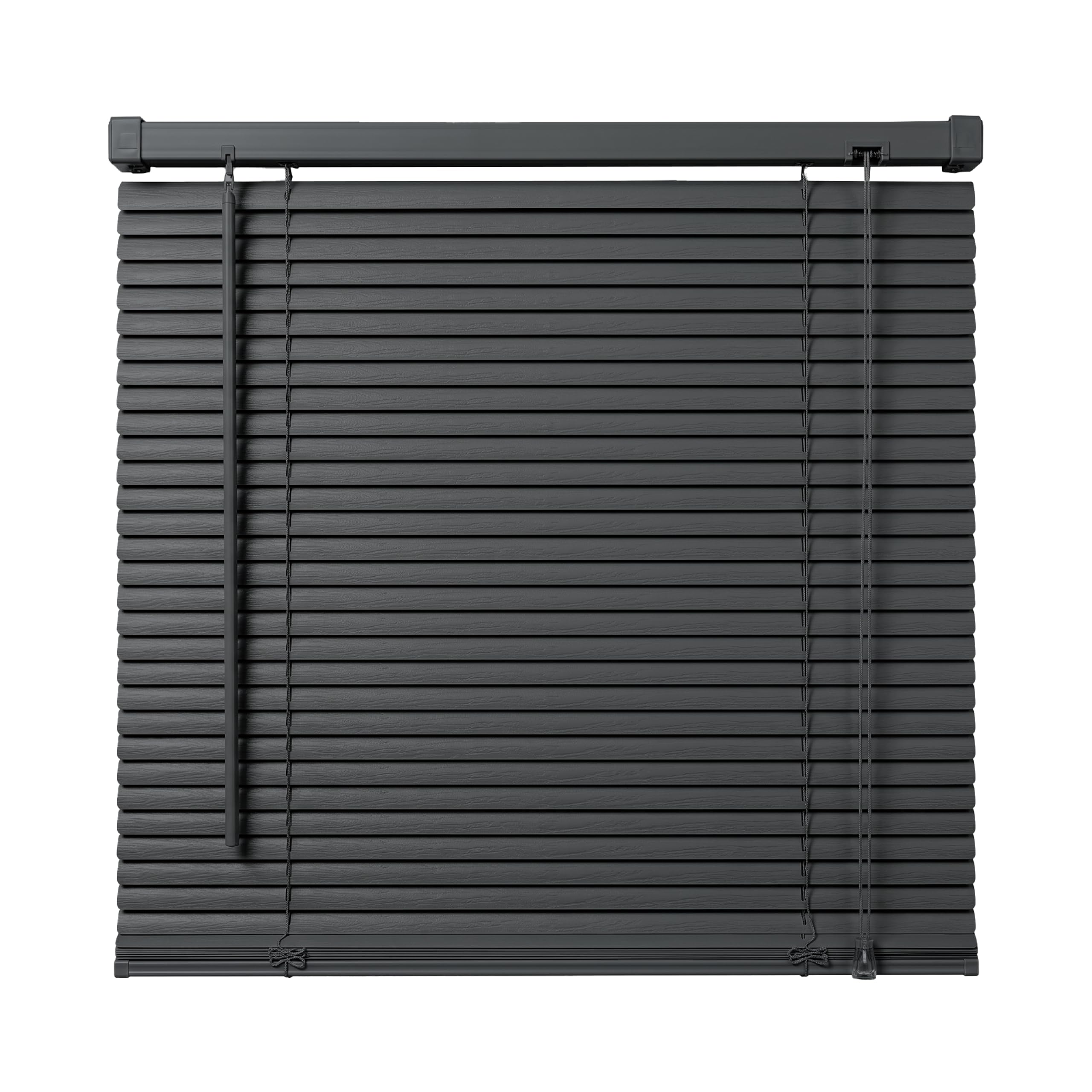 J.Din Grey PVC Windows Venetian Blinds Easy Fit 25mm Embossed Slats Blind 90 x 150cm