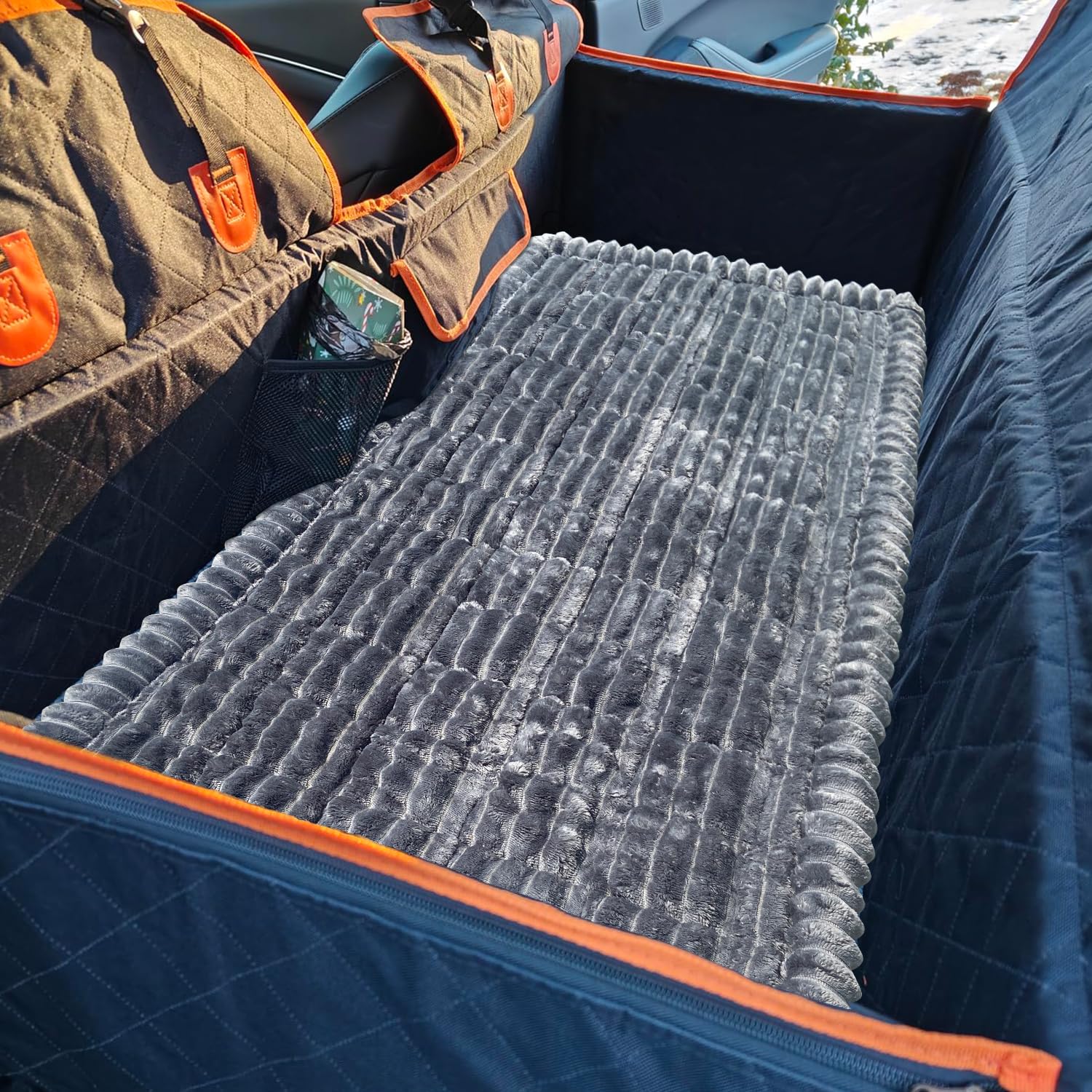 Dog Bed Mat for Car Backseat Extender, Non-Slip Pet Bed Mat for Car Back Seat Protector Cover, Furry Dog Couch Cover, Washable Travel Dogs Bed for Cars, SUVs, Sedans. (51" x 24") (Dark Grey, M) - image 3