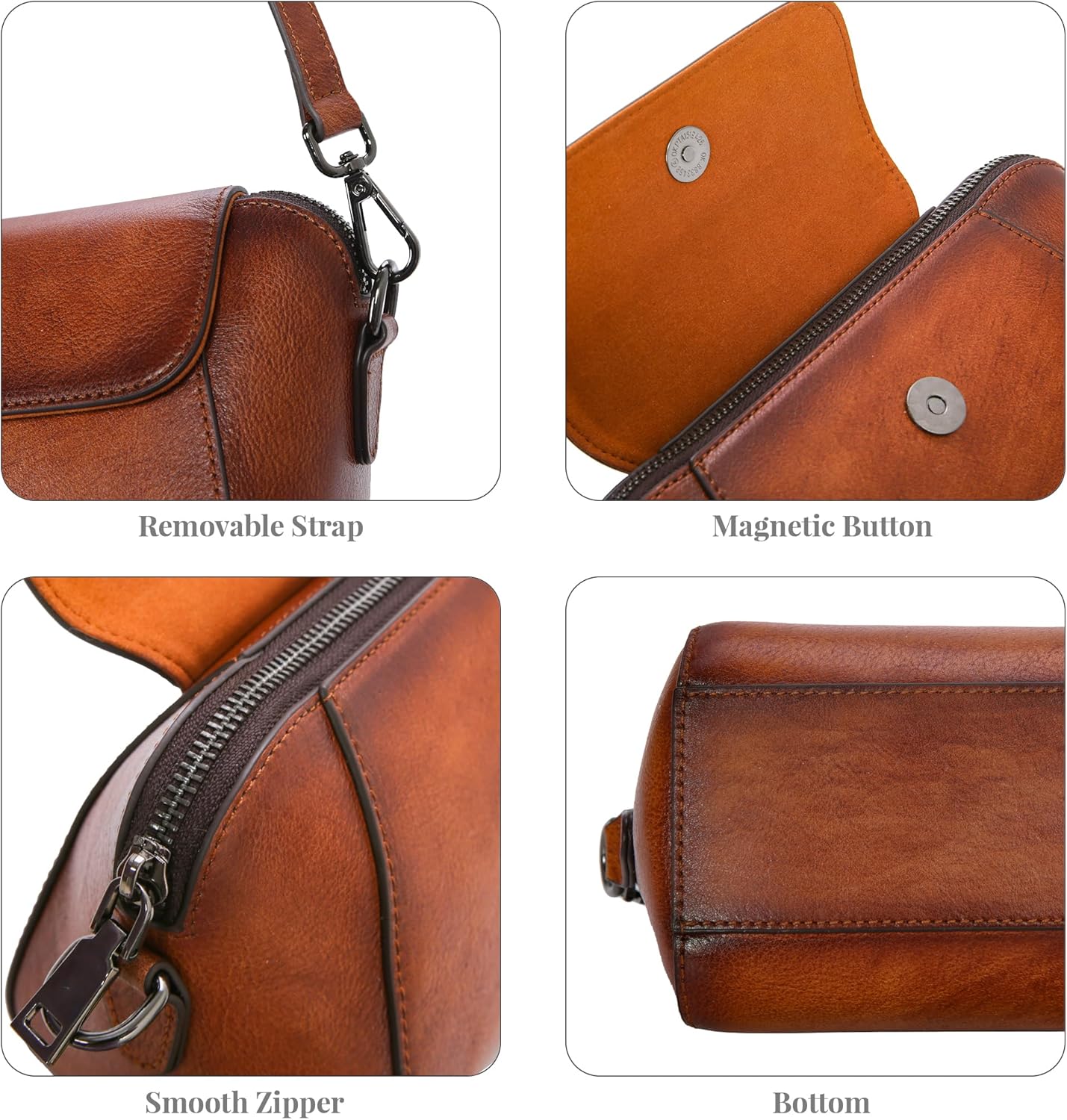 HESHE Genuine Leather Purses for Women Designer Crossbody Bags Small Shoulder Handbag Lightweight Satchel Purse for Everyday - Image 7