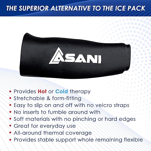 Miniatura 4 de Asani Funda de compresión para bolsa de hielo (mediana) para terapia de calor o frío para lesiones de codo, rodilla, pantorrilla y tobillo, funda