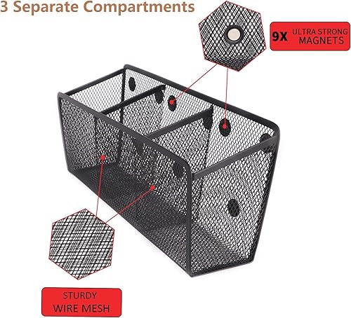 Miniatura 3 de Portalápices, organizador de oficina con 3 compartimentos, organizador de casillero de malla metálica, taza para bolígrafo para oficina,