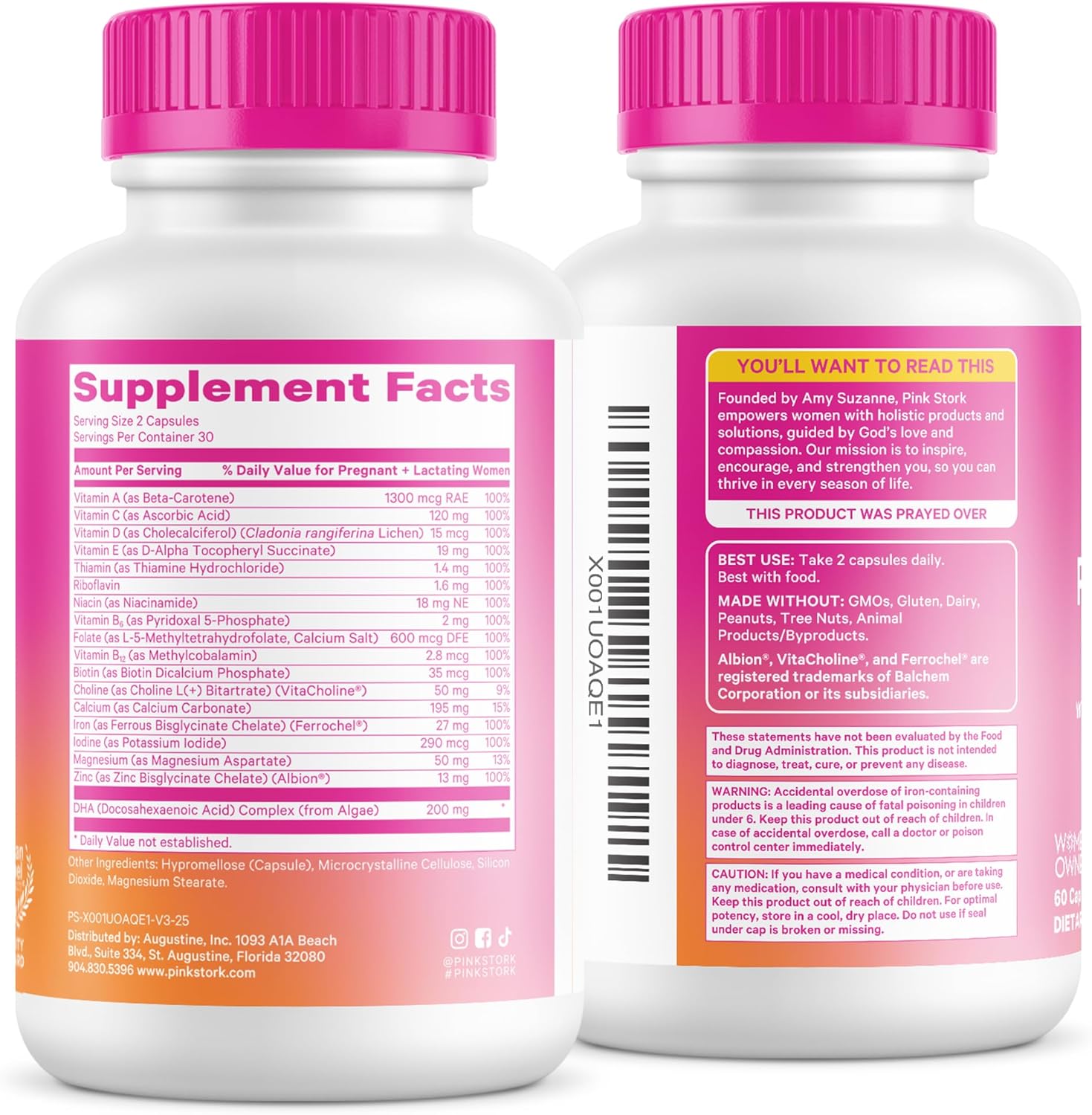 Pink Stork Total Prenatal Vitamins with DHA, Folate, Iron, Choline, and Vitamin B12 - Prenatals for Women to Support Fetal Development, Pregnancy Essentials, Berry Essence, 60 Capsules, 1 Month Supply - Image 9