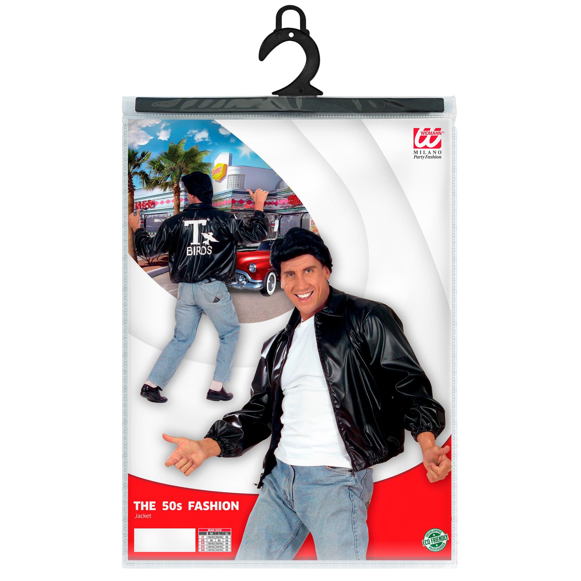 W WIDMANN MILANO Party Fashion - Jacke T-Bird, Bikerjacke, Rocker, Kunstlederjacke schwarz, 50er Jahre Fashion, Rock´n´Roll