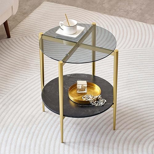 Miniatura 44 de Mesa de centro ovalada, diseño moderno de mediados de siglo, 41 x 21 x 17 pulgadas, para sala de estar, tapa de vidrio transparente, estante de