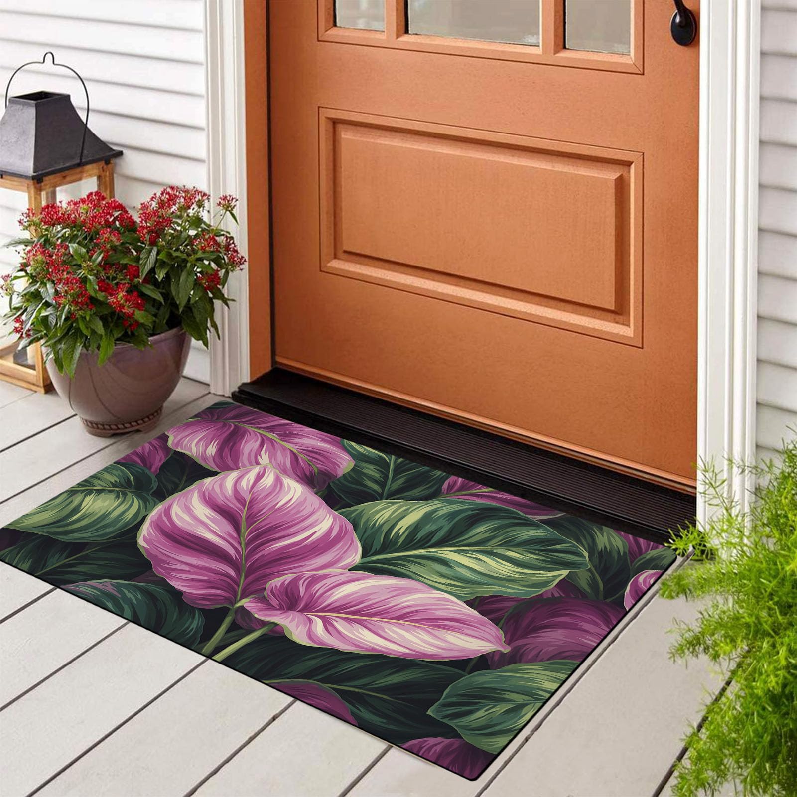Felpudo de hojas de plátano 45x75 cm lavable y antideslizante GDJSMIN