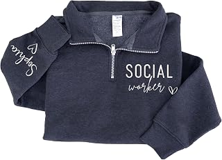 Personalized Embroidered Profession Quarter Zip Sweatshirt, Custom Workwear for Office, Clinic, School Professionals