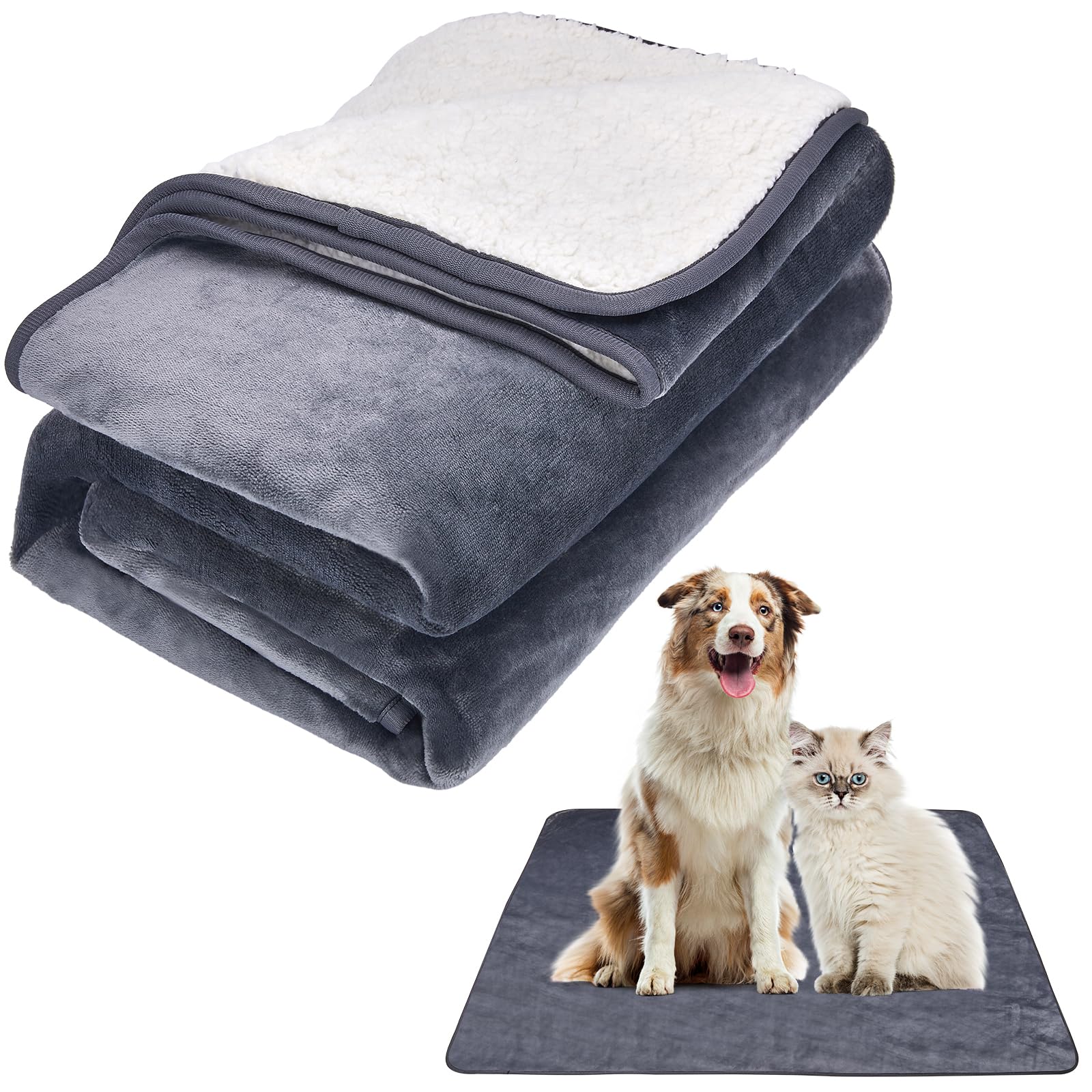 Lannvan Manta para Perros, Manta Perro Pequeno Reversible en Franela y Sherpa Supersuave, Manta para Gatos Lavable, Manta Protectora para Sofá Cama (M, 100 x 75 cm)
