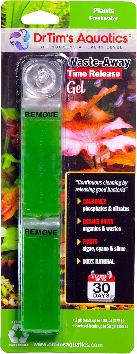 DrTim’s Aquatics Waste-Away Gel Fish Tank Cleaner for Freshwater Aquariums – Unclogs, Cleans, Removes Hidden Fish Food Waste – for Plant Tanks – Medium, Double Pack