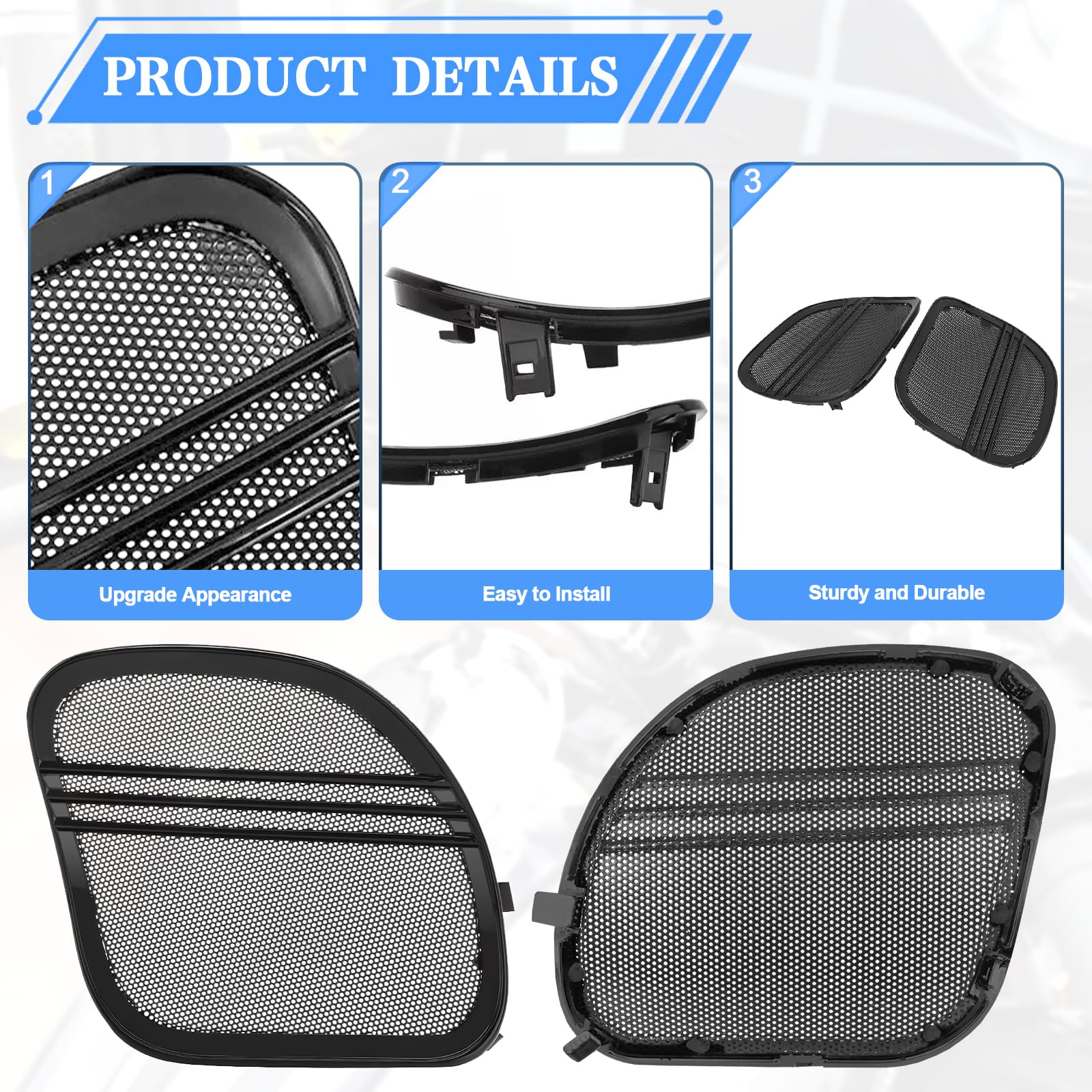 Motocyklowe grille głośnikowe Tri-Line przednia owiewka osłona głośnika pasuje do Harley Road Glide FLTRX FLTRK FLTRXS FLTRUSE FLTRXSE 2015-2023 czarna 1 para