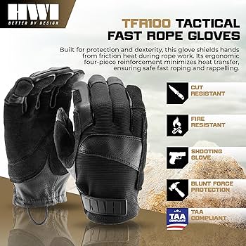 HWI FAST ROPE GLOVE TFR100 ブラック HWI FAST ROPE GLOVE TFR100 ブラック Amazon.com: HWI Gear