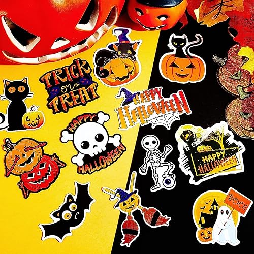Miniatura 4 de QODOLSI 12 calcomanías para el cuerpo de Halloween para automóvil, adsorción, calabaza, fantasma, mago, personalidad, impresión clara, adornos
