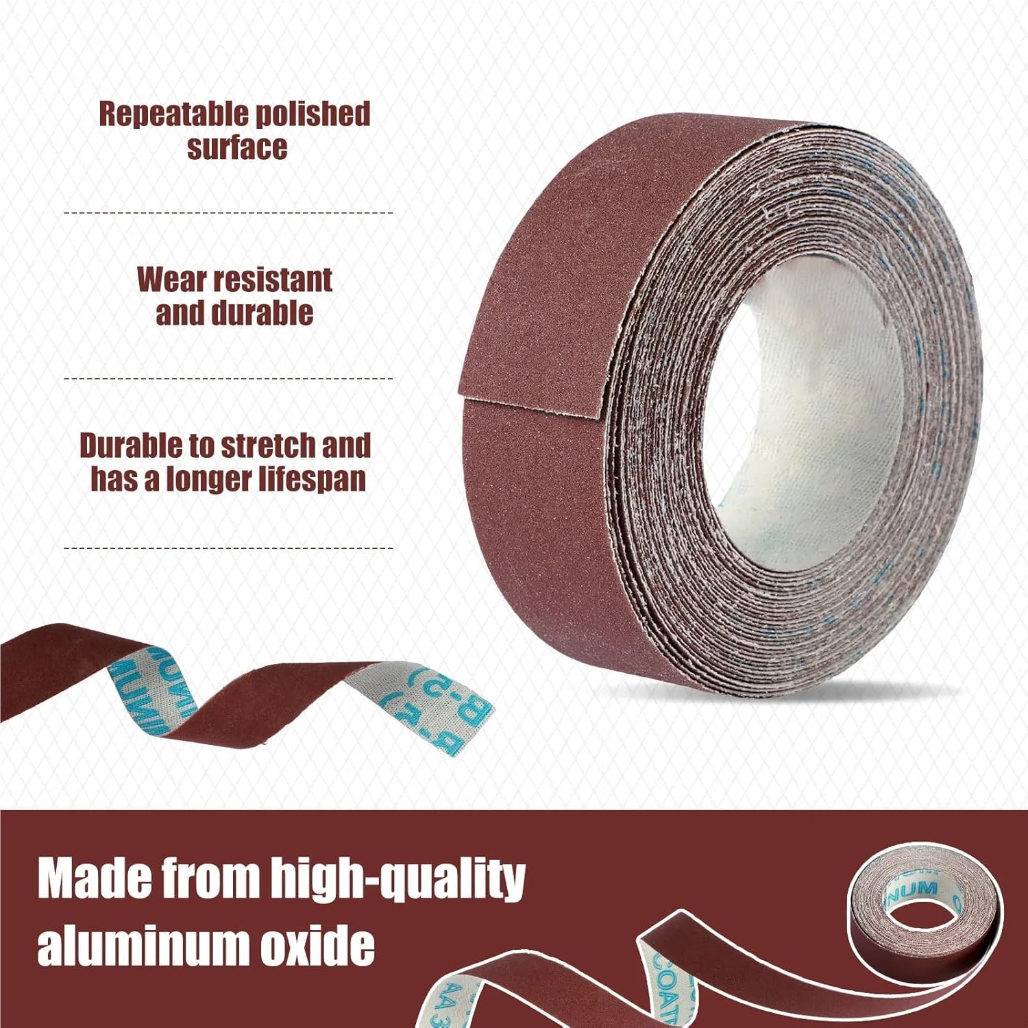 5/6 Rolls 20ft Dry Grinding Emery Sanding Belt - Multi-Grit Abrasive Paper Pack with Dispenser Cloth for Metal Polishing(5 volumes)