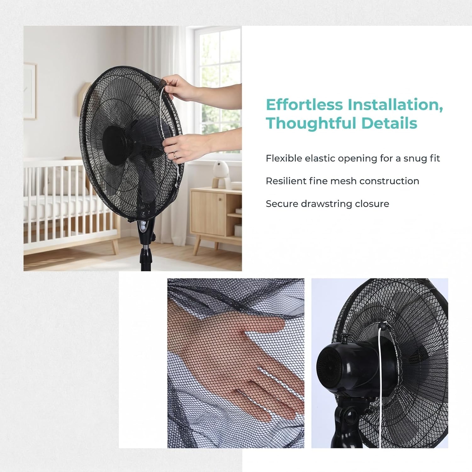 Hemoton 18 Inch Electric Fan Protective Cover Mesh Safety Guard for Child Proofing Baby Finger Protection Fan Screen Washable Dust Net for Home and Office