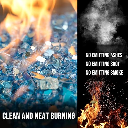 Miniatura 40 de Skyflame 4.53 kg de vidrio resistente al fuego, de 1.27 cm, de brillo intenso para paisajismo de chimenea, lugar para fogatas, Platino reflectante