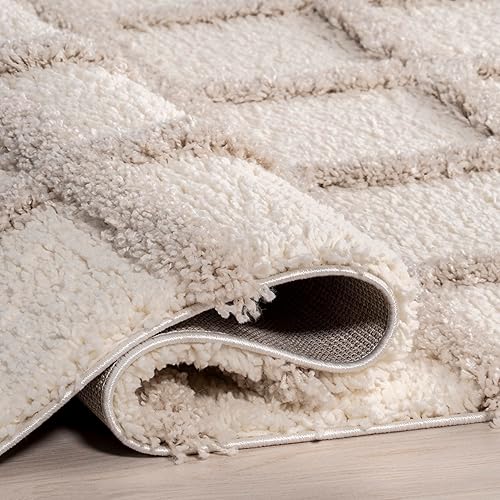 Miniatura 5 de nuLOOM Christabel - Alfombra a cuadros de pelo largo alto y bajo, 4 x 6 pies, color beige