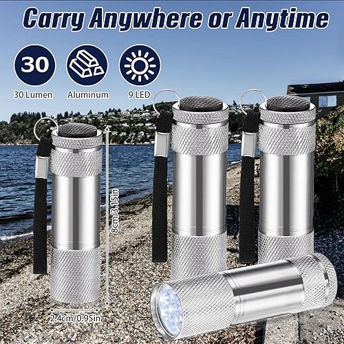 Miniatura 2 de VIHOSE 20 mini linternas LED brillantes a granel con cordón, linterna pequeña de mano de aluminio a granel para niños, huracán, lectura nocturna,