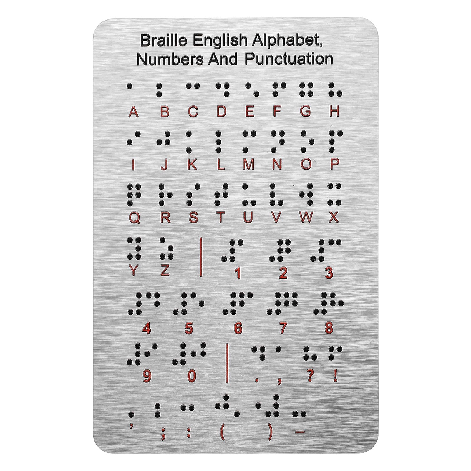 Tablero de Práctica de Braille y Números de Acero Inoxidable con Puntos en Relieve Diseño para Principiantes para Niños Ciegos Adecuado para Educación en Aula