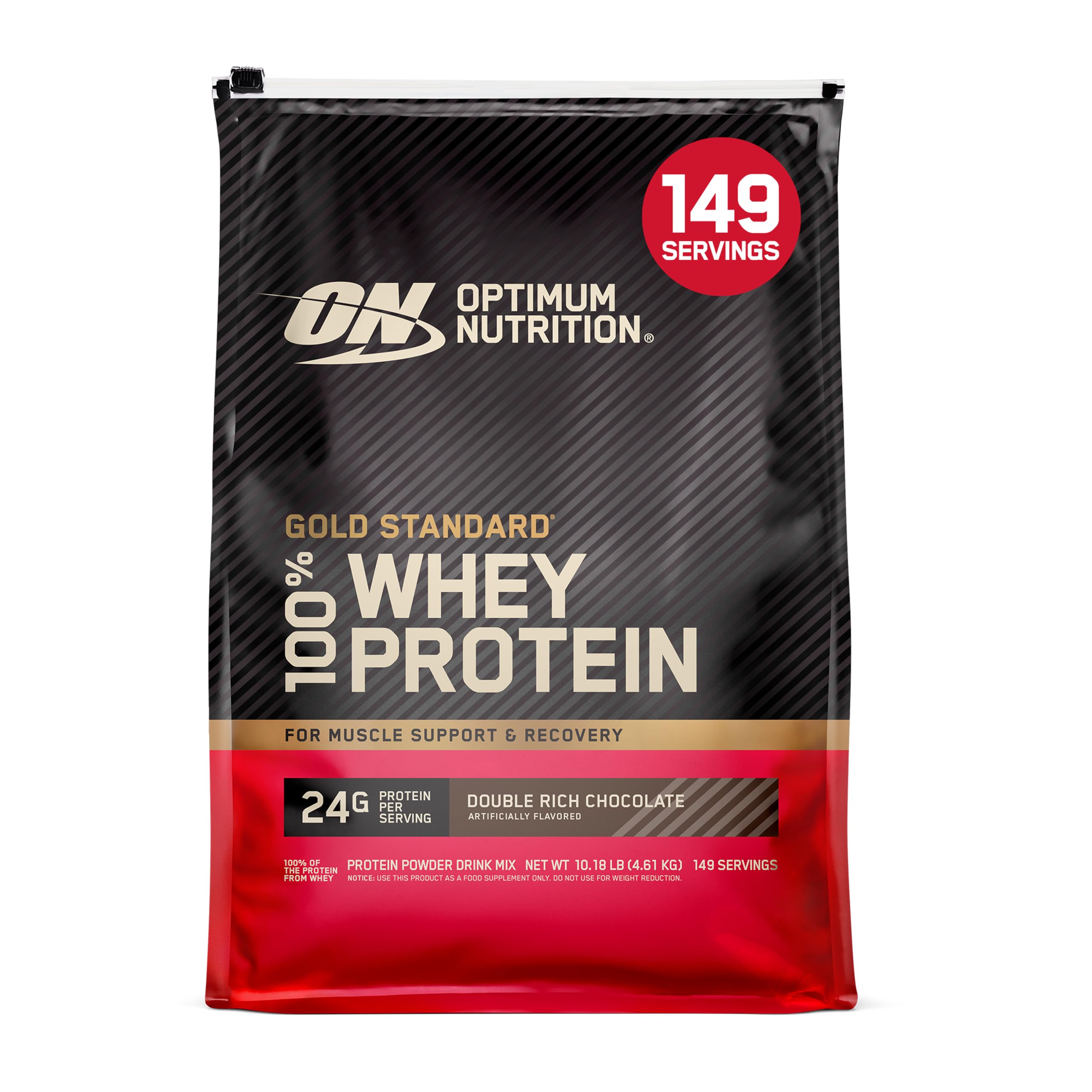 Optimum Nutrition Gold Standard Whey Protein, Double Rich Chocolate, 10 LB