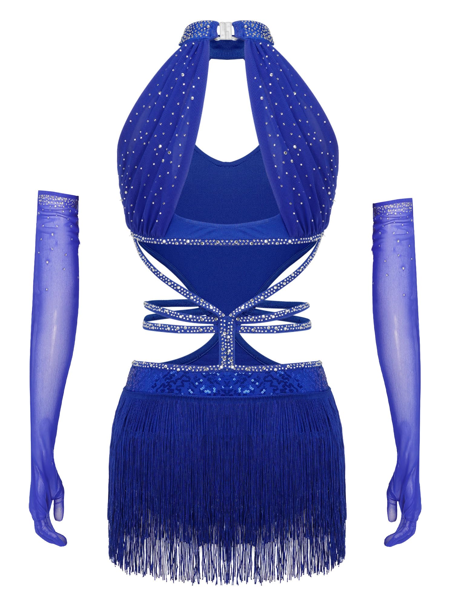 Vestito Ballo Tango Latino Donna Abito Salsa Donna Abito da Pattinaggio Artistico con Strass Vestito Ballo Spettacolo da di Tango