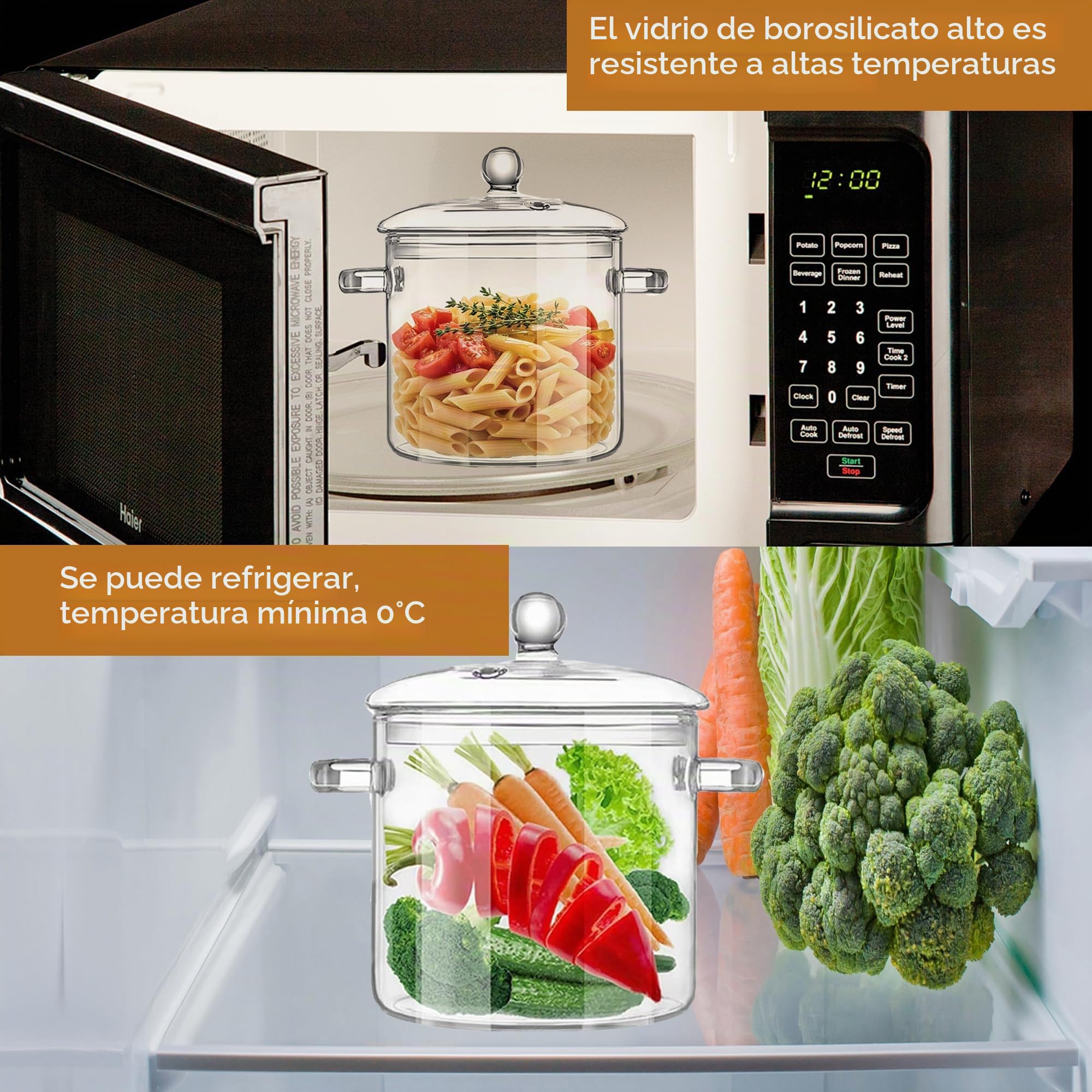 Olla de vidrio transparente con tapa para cocinar popurrí, cacerola de 3 litros, ollas grandes de 101 onzas para estufa, visiones superiores, ollas de borosilicato grandes y seguras
