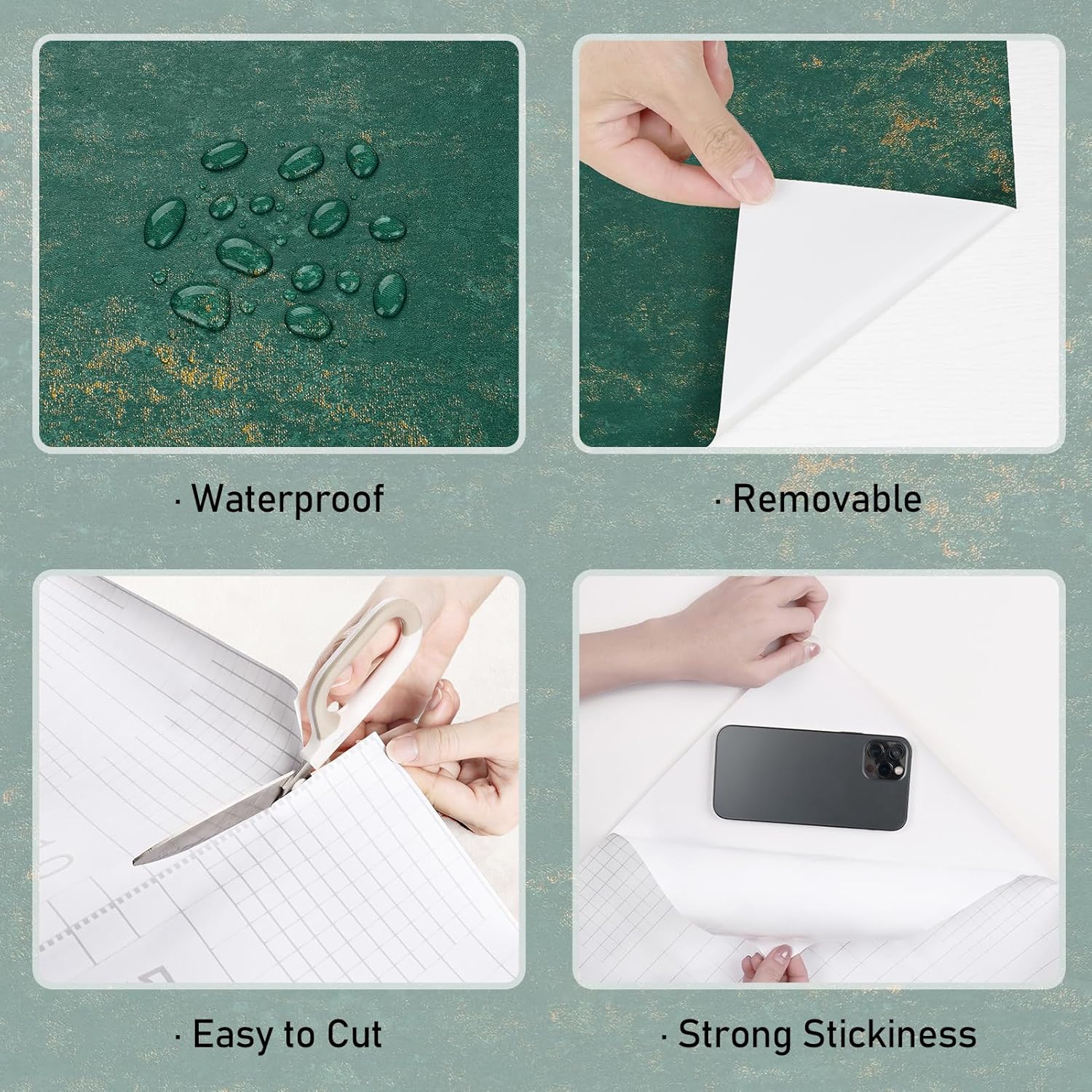 Wallercity Emerald Green Marble Contact Paper for Countertops Gold Textured Peel and Stick Marble Wallpaper for Bedroom Self Adesive Waterproof Granite Wall Paper Wrap for Cabinets Tables 15.8x78.7 IN