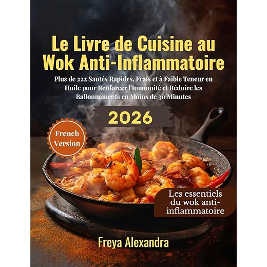 Le Livre de Cuisine au Wok Anti-Inflammatoire: Plus de 222 Sautés Rapides, Frais et à Faible Teneur en Huile pour Renforcer l'Immunité et Réduire les Ballonnements en Moins de 30 Minutes