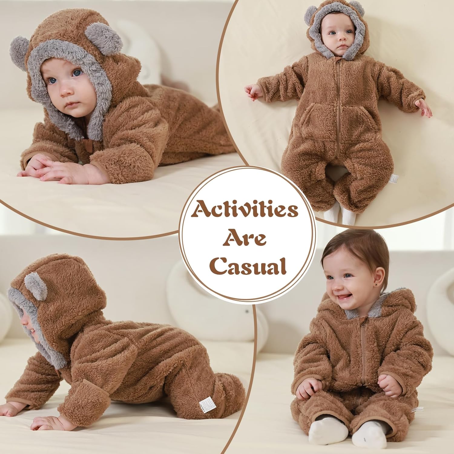 XIFAMNIY Newborn Winter Snowsuit Baby Bear Outfit Fleece Warm Jumpsuit Outwear Romper Clothes for Infant Girls Boys - Image 5