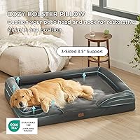 Vista 193 de Bedsure - Cama ortopédica extragrande para perros, sofá cama lavable para perros extragrandes, espuma de soporte con funda extraíble y lavable, negro