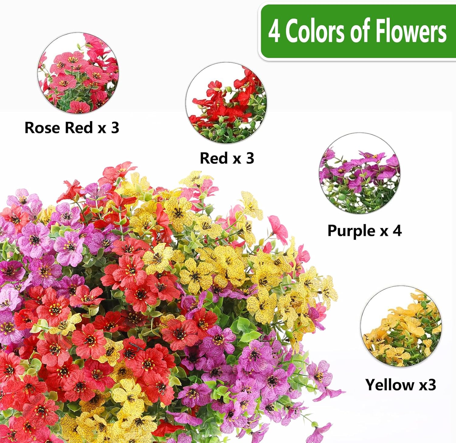 Artificial Flowers for Outdoor,Silk Flowers No Fade Fake Plastic Flowers Faux Plants for Outdoors Outside Front Porch Hanging Planter Window Box Garden Home Decoration,13 Pack(Multi-Colour2)