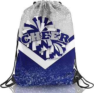 Cheer Drawstring Bag for Cheerleaders Women (Silver&Blue)