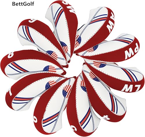 Miniatura 2 de Golf Irons Club Head Covers Cuña Hierro Cubierta de Cabeza Protectora con Golf Blanco y Azul Bandera de Estados Unidos Neopreno