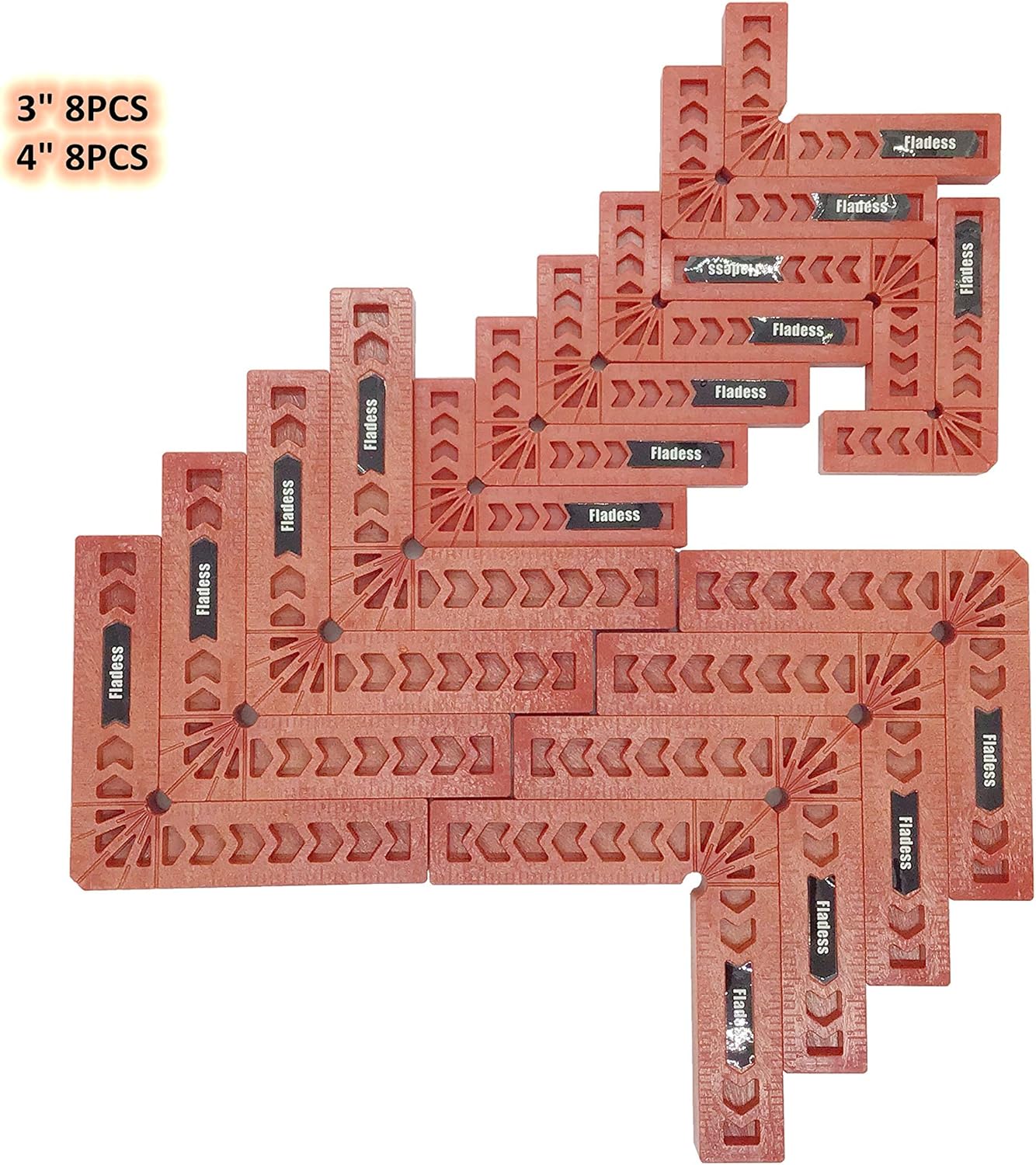 Lіmіtеd Stосk Fladess Positioning Squares, 90 Degree Clamping Square for Woodworking, Corner Clamps for Picture Frames, Boxes, Cabinets or Drawers, L-type Right Angle Ruler, Carpenter Tool, Set of 16pcs（3 4 ）