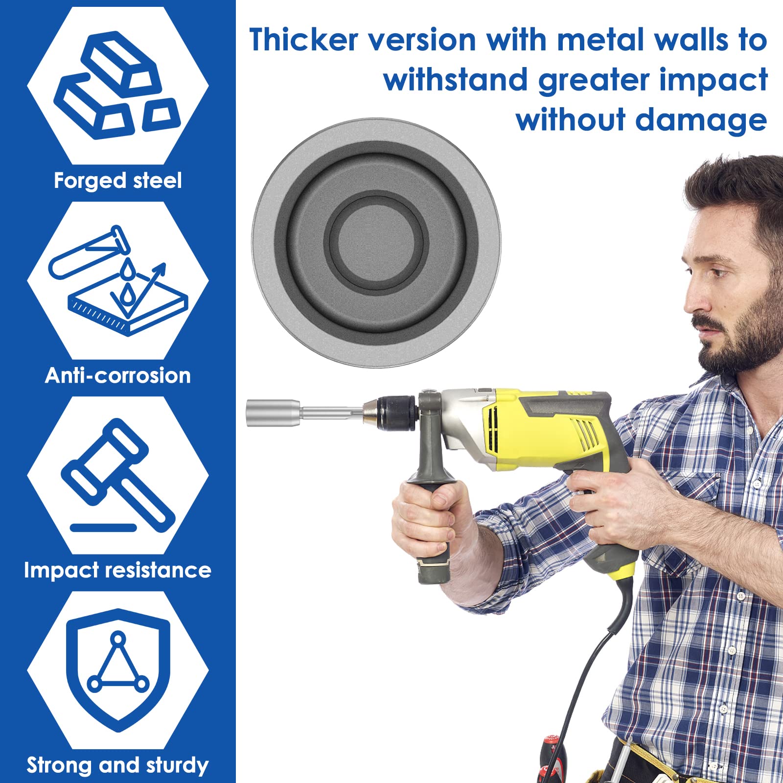 Ground Rod Driver 30/45/65mm Heavy Duty Steel Drill Bit Driver Wear Resistant Wide Compatibility Ground Rod Bits Socket for Rotary Hammer Drill Grounding Rods(30mm,silver)
