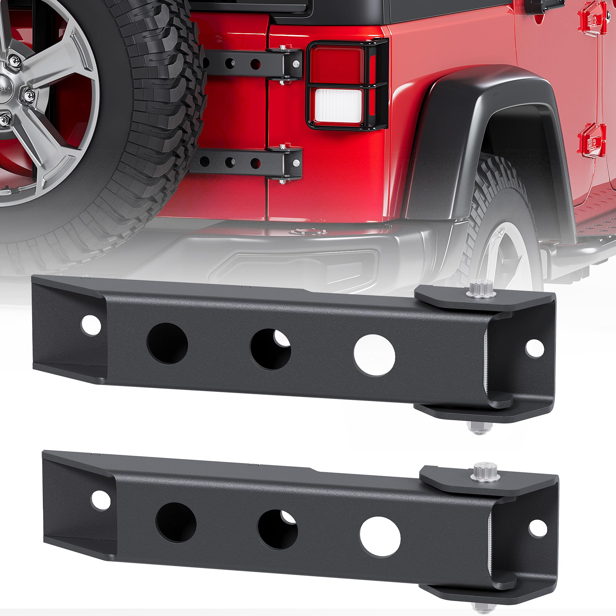 Jeep Wrangler JK Tailgate Hinge Set 2007-2018 - Textured Black With Bottle Opener