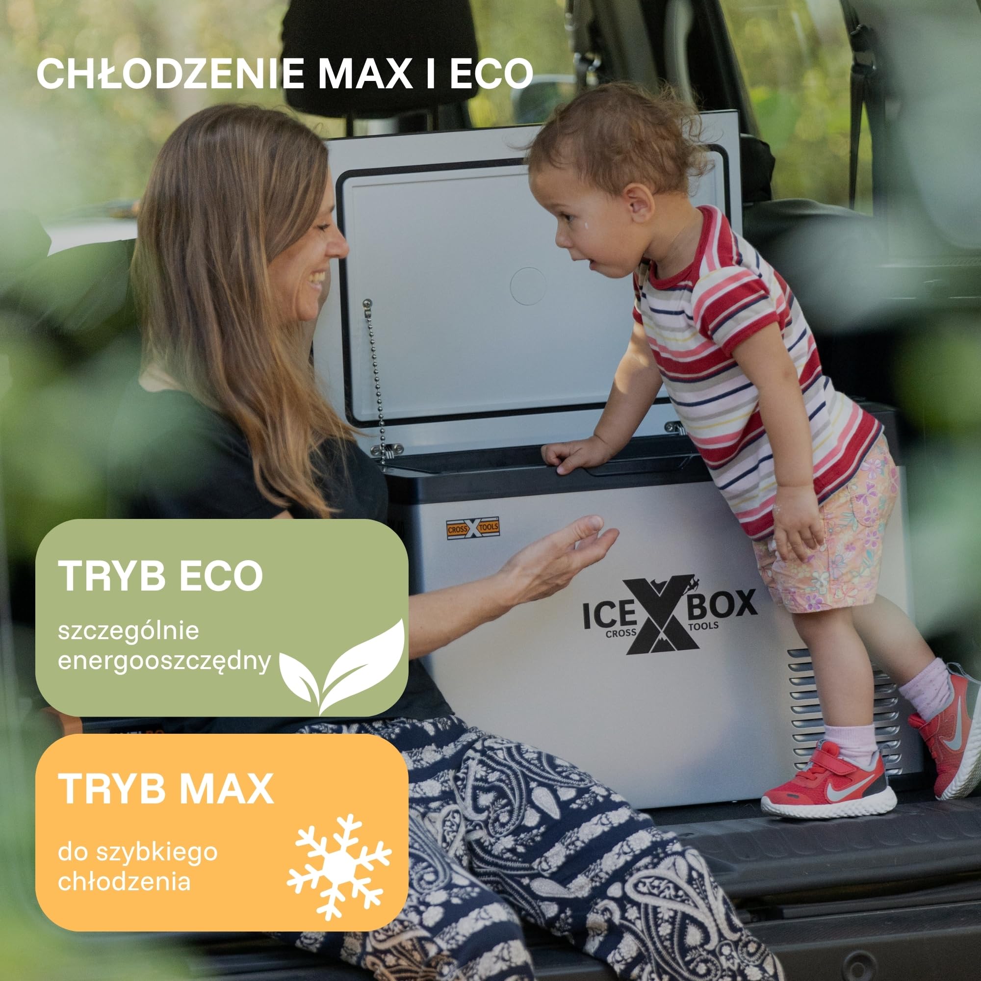 CROSS TOOLS elektryczna sprężarkowa lodówka turystyczna 37L -20°C, Camping & Auto, przenośna zamrażarka, lodówka z App, 230V/12V/24V, ICEBOX 40, 68061